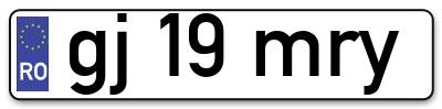 Placuta inmatriculare numar auto  gj-19-mry, gj 19 mry, gj19mry