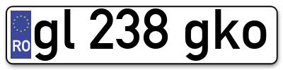 Placuta inmatriculare numar auto  gl-238-gko, gl 238 gko, gl238gko