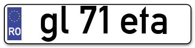 Placuta inmatriculare numar auto  gl-71-eta, gl 71 eta, gl71eta
