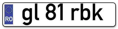Placuta inmatriculare numar auto  gl-81-rbk, gl 81 rbk, gl81rbk