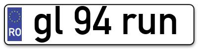 Placuta inmatriculare numar auto  gl-94-run, gl 94 run, gl94run