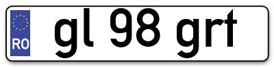 Placuta inmatriculare numar auto  gl-98-grt, gl 98 grt, gl98grt