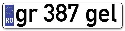 Placuta inmatriculare numar auto  gr-387-gel, gr 387 gel, gr387gel