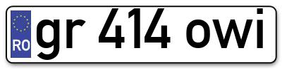 Placuta inmatriculare numar auto  gr-414-owi, gr 414 owi, gr414owi