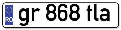 Placuta inmatriculare numar auto  gr-868-tla, gr 868 tla, gr868tla