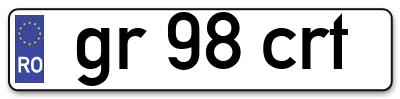 Placuta inmatriculare numar auto  gr-98-crt, gr 98 crt, gr98crt