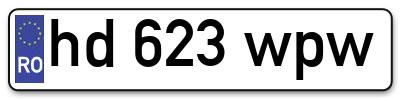 Placuta inmatriculare numar auto  hd-623-wpw, hd 623 wpw, hd623wpw