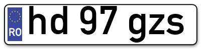 Placuta inmatriculare numar auto  hd-97-gzs, hd 97 gzs, hd97gzs