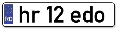 Placuta inmatriculare numar auto  hr-12-edo, hr 12 edo, hr12edo