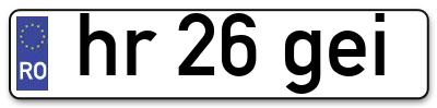 Placuta inmatriculare numar auto  hr-26-gei, hr 26 gei, hr26gei