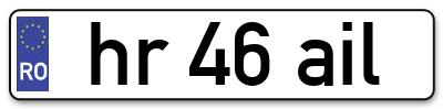 Placuta inmatriculare numar auto  hr-46-ail, hr 46 ail, hr46ail