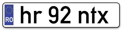 Placuta inmatriculare numar auto  hr-92-ntx, hr 92 ntx, hr92ntx