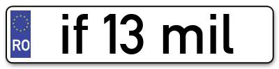 Placuta inmatriculare numar auto  if-13-mil, if 13 mil, if13mil