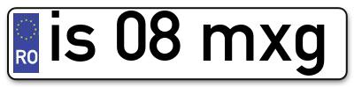 Placuta inmatriculare numar auto  is-08-mxg, is 08 mxg, is08mxg