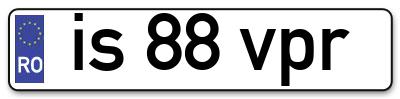 Placuta inmatriculare numar auto  is-88-vpr, is 88 vpr, is88vpr