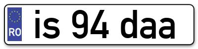 Placuta inmatriculare numar auto  is-94-daa, is 94 daa, is94daa