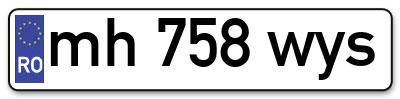 Placuta inmatriculare numar auto  mh-758-wys, mh 758 wys, mh758wys