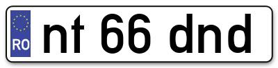 Placuta inmatriculare numar auto  nt-66-dnd, nt 66 dnd, nt66dnd