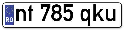 Placuta inmatriculare numar auto  nt-785-qku, nt 785 qku, nt785qku