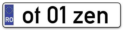 Placuta inmatriculare numar auto  ot-01-zen, ot 01 zen, ot01zen
