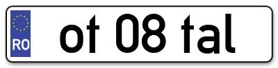 Placuta inmatriculare numar auto  ot-08-tal, ot 08 tal, ot08tal