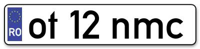 Placuta inmatriculare numar auto  ot-12-nmc, ot 12 nmc, ot12nmc