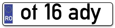 Placuta inmatriculare numar auto  ot-16-ady, ot 16 ady, ot16ady