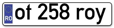 Placuta inmatriculare numar auto  ot-258-roy, ot 258 roy, ot258roy