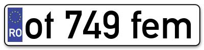 Placuta inmatriculare numar auto  ot-749-fem, ot 749 fem, ot749fem