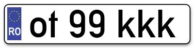 Placuta inmatriculare numar auto  ot-99-kkk, ot 99 kkk, ot99kkk