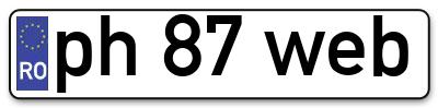 Placuta inmatriculare numar auto  ph-87-web, ph 87 web, ph87web