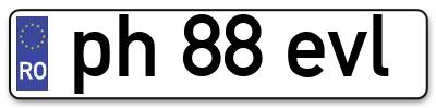 Placuta inmatriculare numar auto  ph-88-evl, ph 88 evl, ph88evl