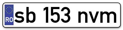 Placuta inmatriculare numar auto  sb-153-nvm, sb 153 nvm, sb153nvm