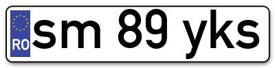 Placuta inmatriculare numar auto  sm-89-yks, sm 89 yks, sm89yks