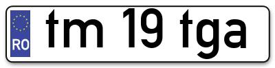 Placuta inmatriculare numar auto  tm-19-tga, tm 19 tga, tm19tga