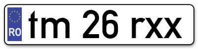 Placuta inmatriculare numar auto  tm-26-rxx, tm 26 rxx, tm26rxx