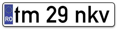 Placuta inmatriculare numar auto  tm-29-nkv, tm 29 nkv, tm29nkv