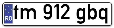 Placuta inmatriculare numar auto  tm-912-gbq, tm 912 gbq, tm912gbq