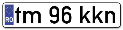 Placuta inmatriculare numar auto  tm-96-kkn, tm 96 kkn, tm96kkn