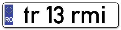 Placuta inmatriculare numar auto  tr-13-rmi, tr 13 rmi, tr13rmi