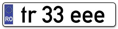 Placuta inmatriculare numar auto  tr-33-eee, tr 33 eee, tr33eee