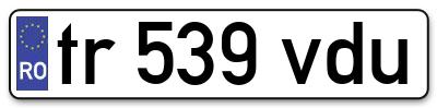 Placuta inmatriculare numar auto  tr-539-vdu, tr 539 vdu, tr539vdu