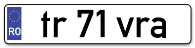 Placuta inmatriculare numar auto  tr-71-vra, tr 71 vra, tr71vra