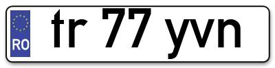 Placuta inmatriculare numar auto  tr-77-yvn, tr 77 yvn, tr77yvn