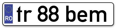 Placuta inmatriculare numar auto  tr-88-bem, tr 88 bem, tr88bem