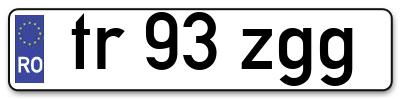 Placuta inmatriculare numar auto  tr-93-zgg, tr 93 zgg, tr93zgg