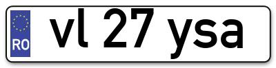 Placuta inmatriculare numar auto  vl-27-ysa, vl 27 ysa, vl27ysa