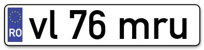 Placuta inmatriculare numar auto  vl-76-mru, vl 76 mru, vl76mru