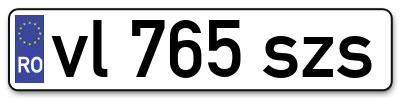 Placuta inmatriculare numar auto  vl-765-szs, vl 765 szs, vl765szs
