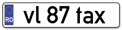 Placuta inmatriculare numar auto  vl-87-tax, vl 87 tax, vl87tax
